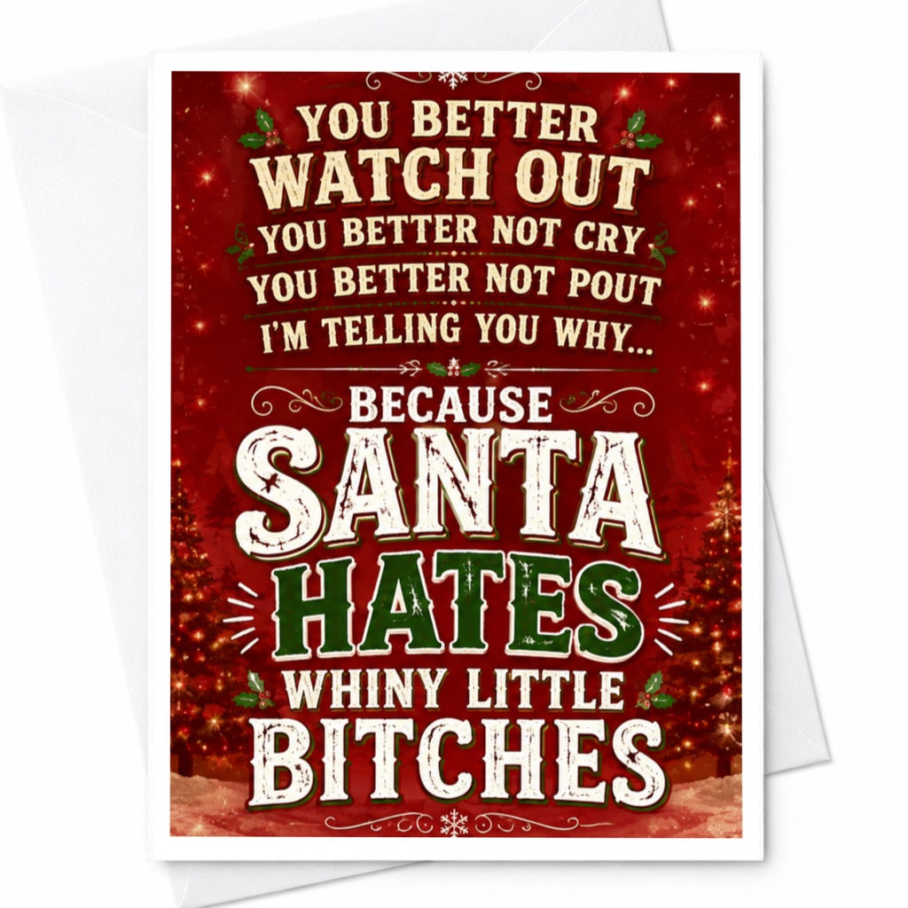 You Better Watch Out Santa Christmas Card Funny Holiday Greeting Card For Friends Family Sarcastic Xmas Card C5471