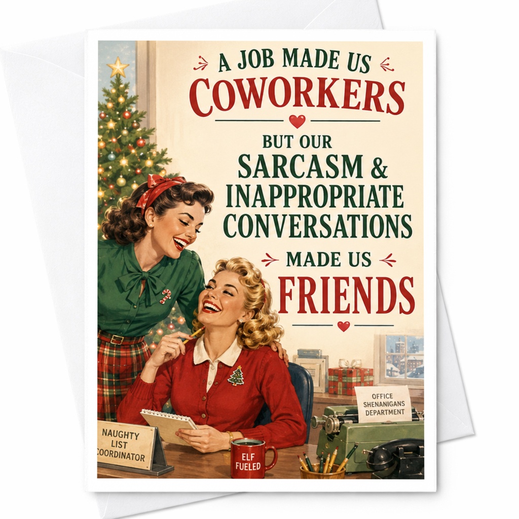 A Job Made Us Coworkers But Our Sarcasm & Inappropriate Conversations Made Us Friends Christmas Card Funny Office Holiday Card For C5479