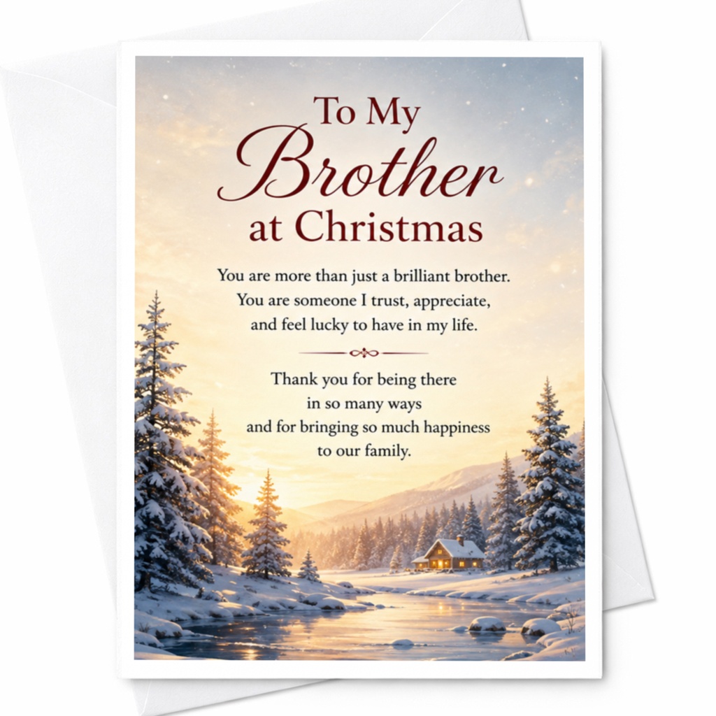 To My Brother At Christmas Card Sentimental Holiday Greeting Card For Brother Winter Scene Family Love Christmas Card C5407
