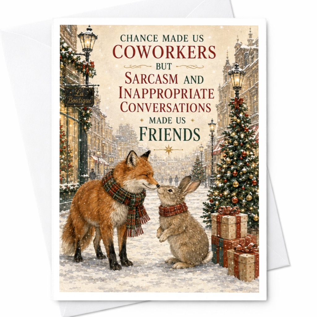 Chance Made Us Coworkers But Sarcasm And Inappropriate Conversations Made Us Friends Funny Friendship Card For Coworker Cute Anima C5409