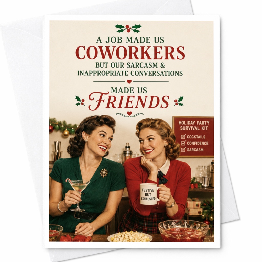 A Job Made Us Coworkers But Our Sarcasm & Inappropriate Conversations Made Us Friends Funny Christmas Card For Coworker Holiday Hu C5418