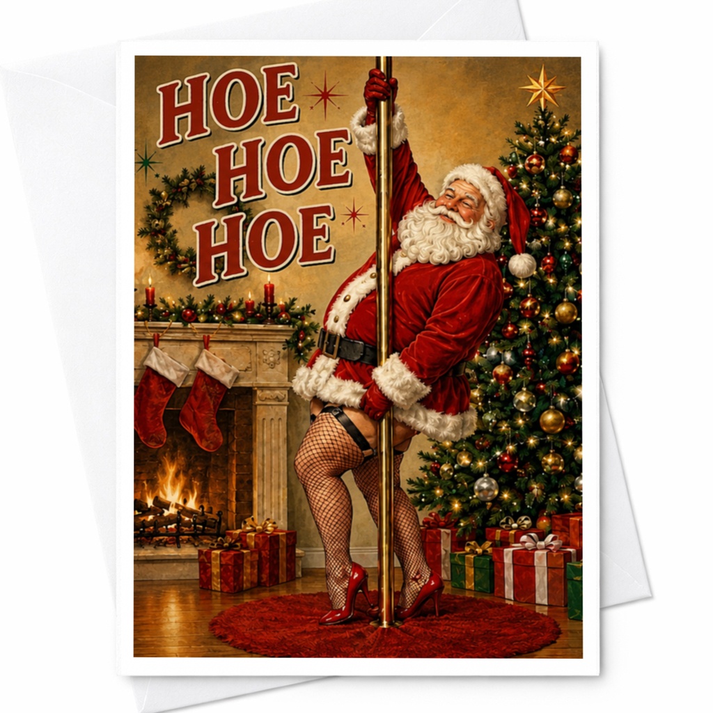 Hoe Hoe Hoe Funny Christmas Card Santa Pole Dancing Holiday Greeting Card For Friends Family Xmas Party C5423