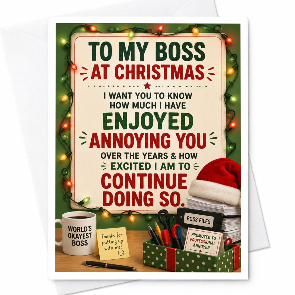 To My Boss At Christmas Funny Christmas Card Enjoyed Annoying You Over The Years Boss Holiday Card Greeting Card C5461