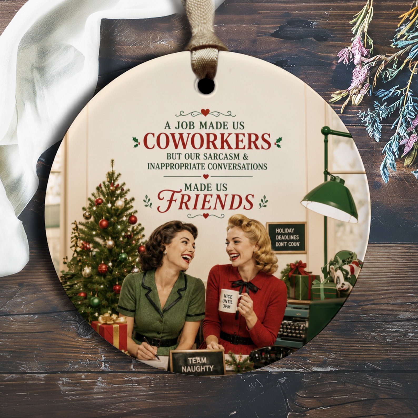 A Job Made Us Coworkers Funny Christmas Ornament Vintage Style Holiday Decor For Friends Office Gift O1265