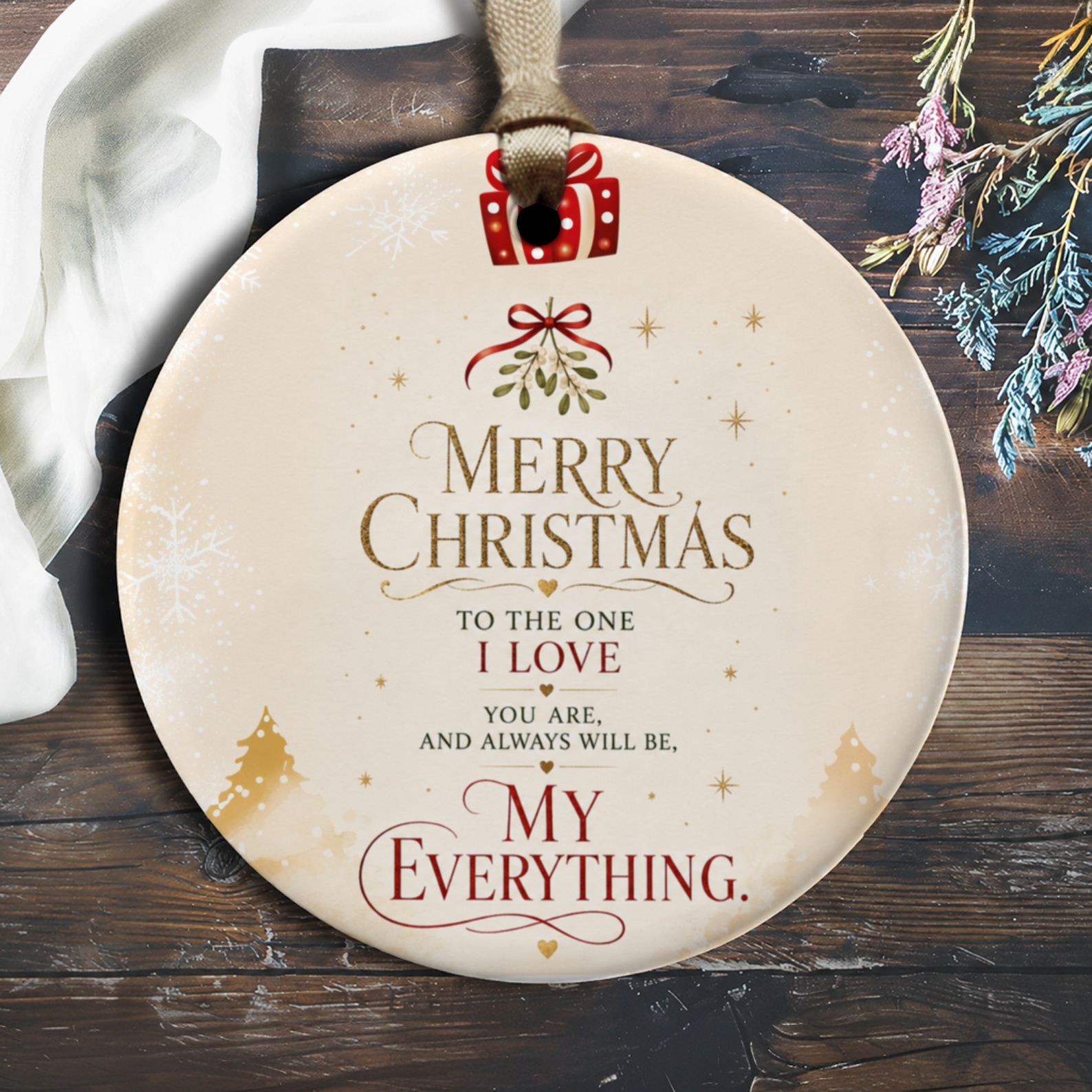 Merry Christmas To The One I Love Romantic Ornament My Everything Christmas Decoration Gift For Partner Holiday Decor O1317