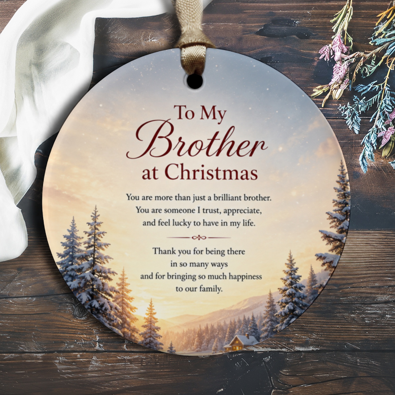 To My Brother At Christmas Ornament Winter Landscape Holiday Decoration Gift For Brother Festive Christmas Tree Ornament O1331