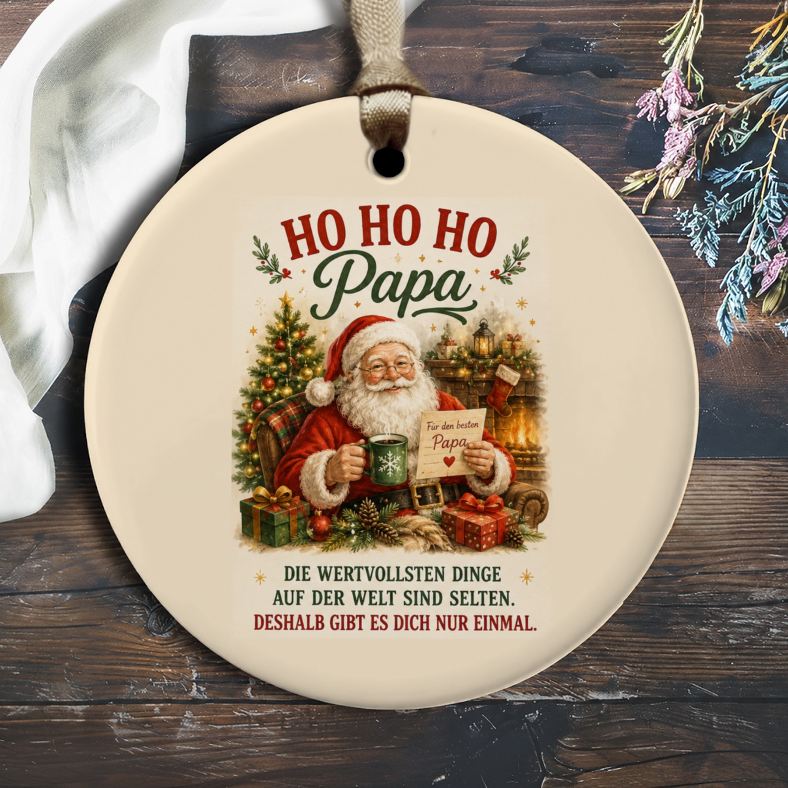 Ho Ho Ho Papa Christmas Ornament Santa With Gifts Holiday Decor For Dad Festive Tree Decoration Vintage Style O1272