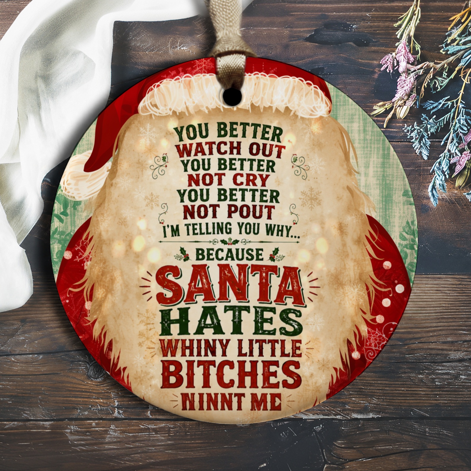 You Better Watch Out Funny Christmas Ornament Santa Themed Holiday Decor Gift Idea Festive Home Decoration O1284