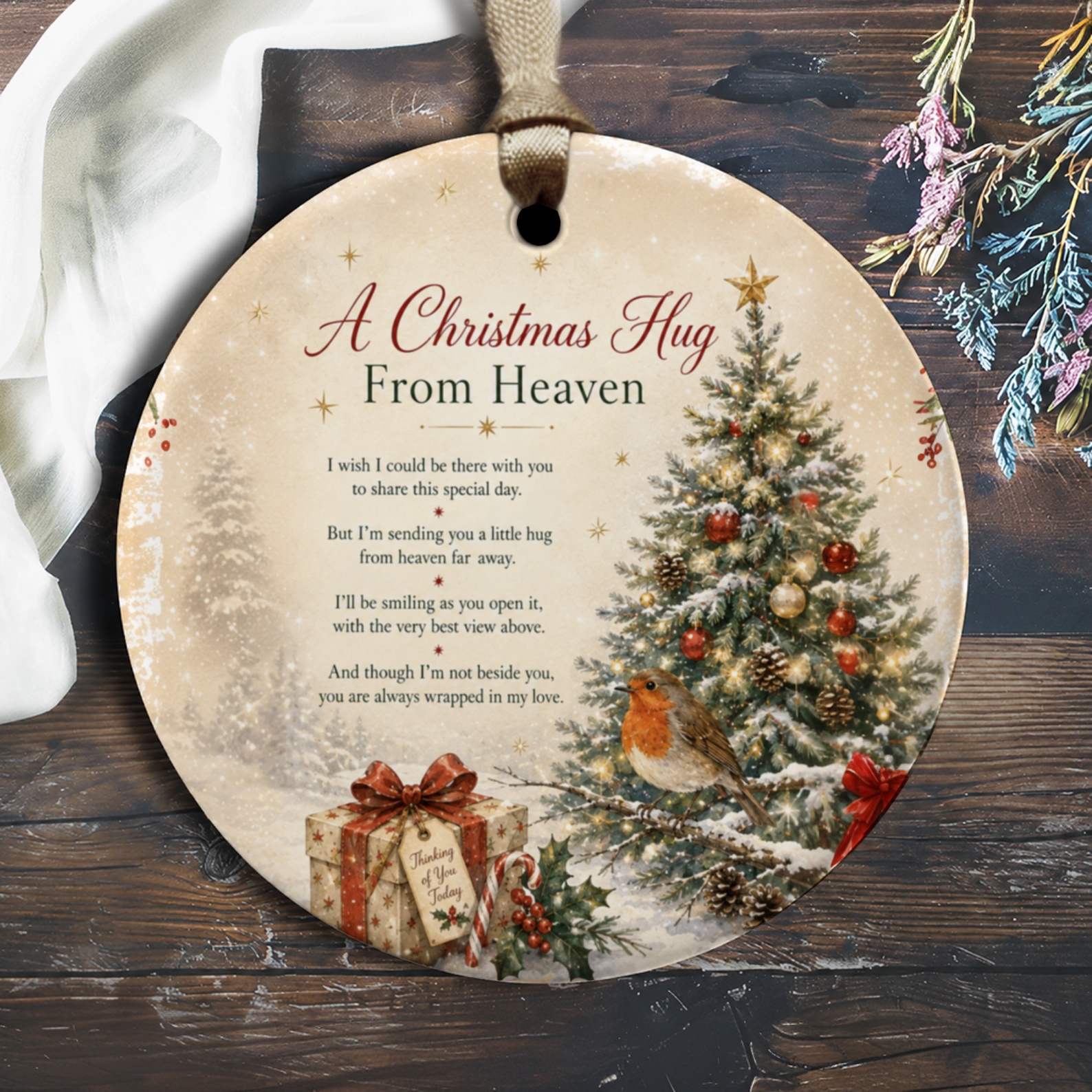 A Christmas Hug From Heaven Ornament Memorial Christmas Ornament Remembrance Gift Tree Decoration Sentimental Keepsake O1301