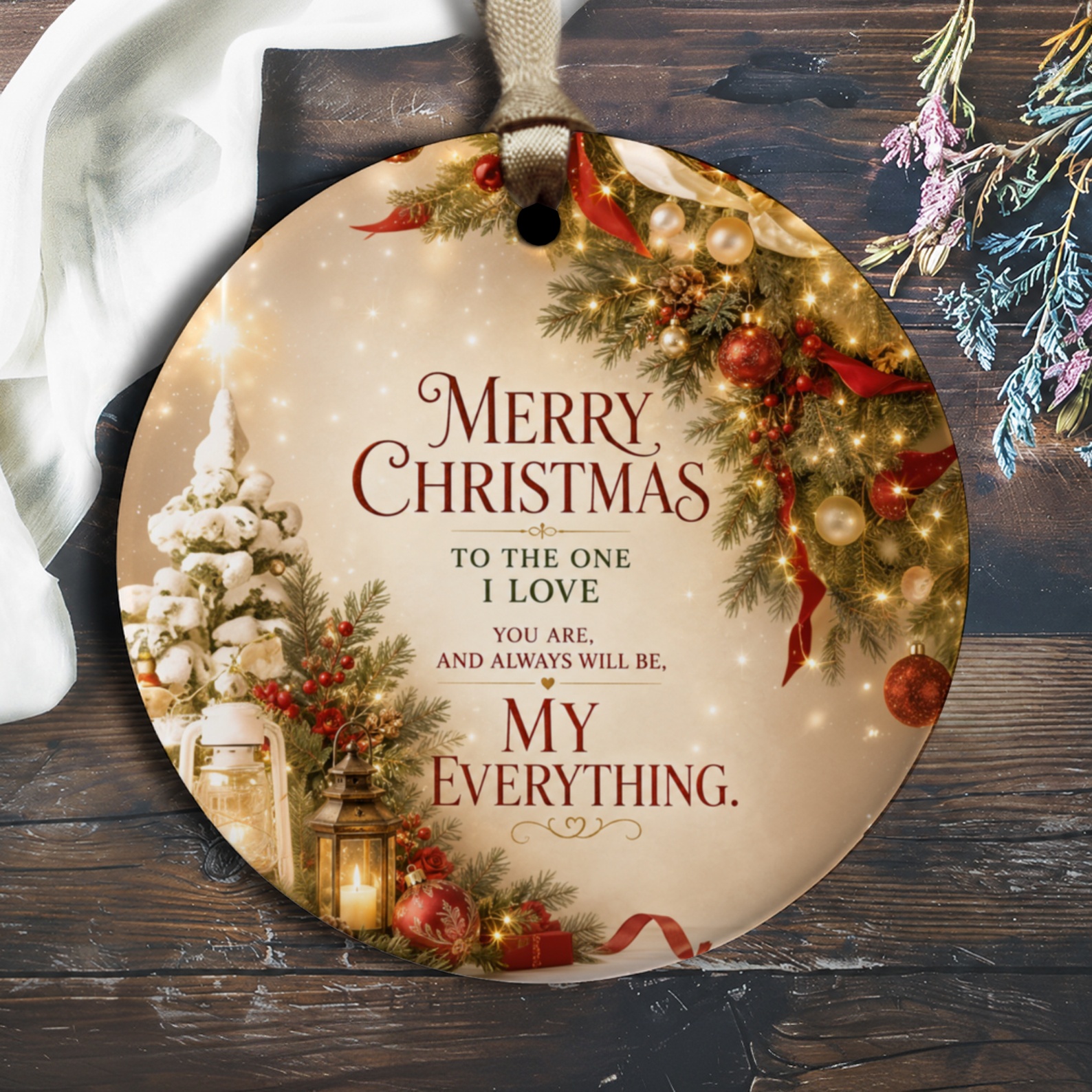 Merry Christmas To The One I Love Ornament Festive Holiday Decor My Everything Christmas Tree Decoration Gift O1318