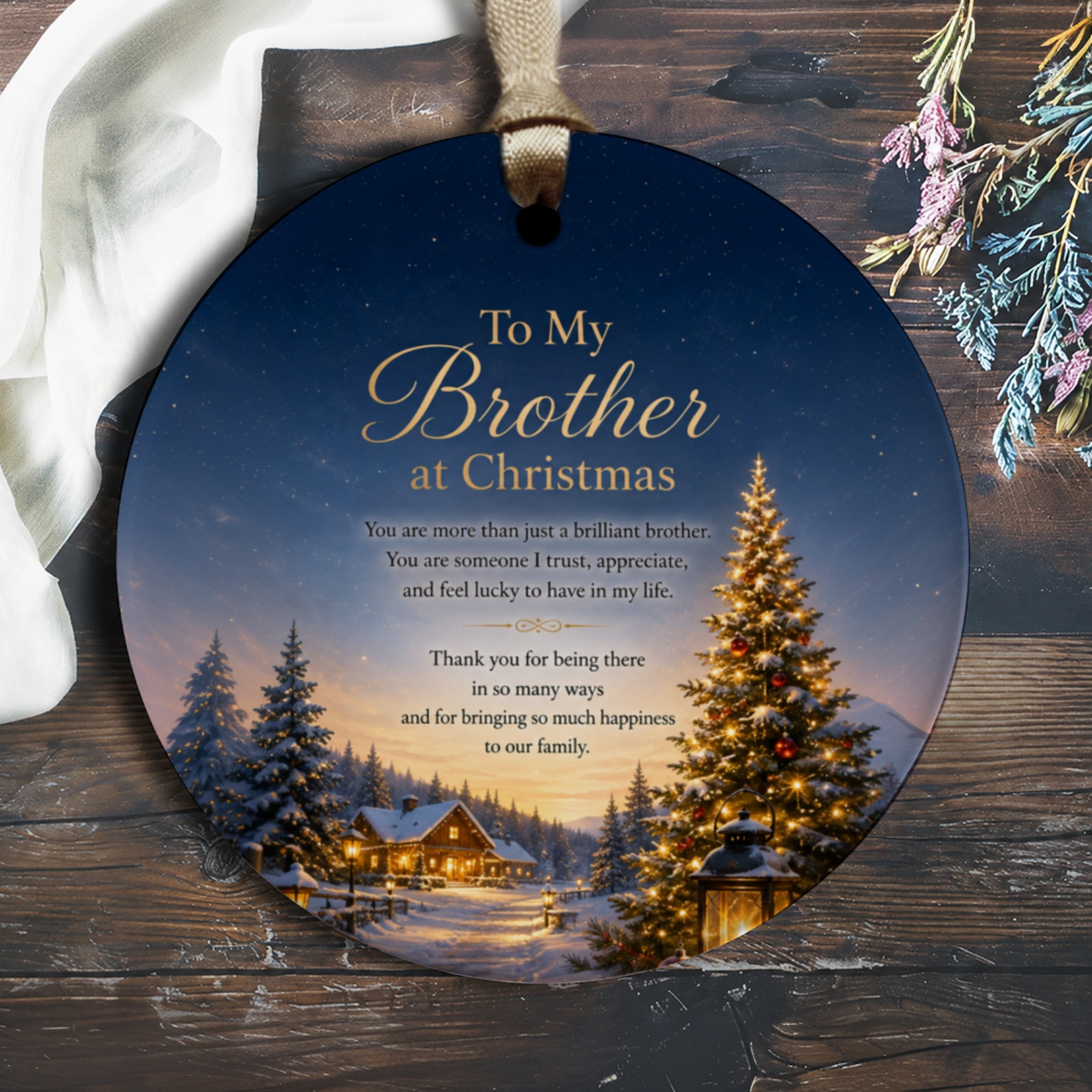 To My Brother At Christmas Ornament Holiday Decoration Winter Scene Christmas Tree Gift For Brother Festive Home Decor O1332