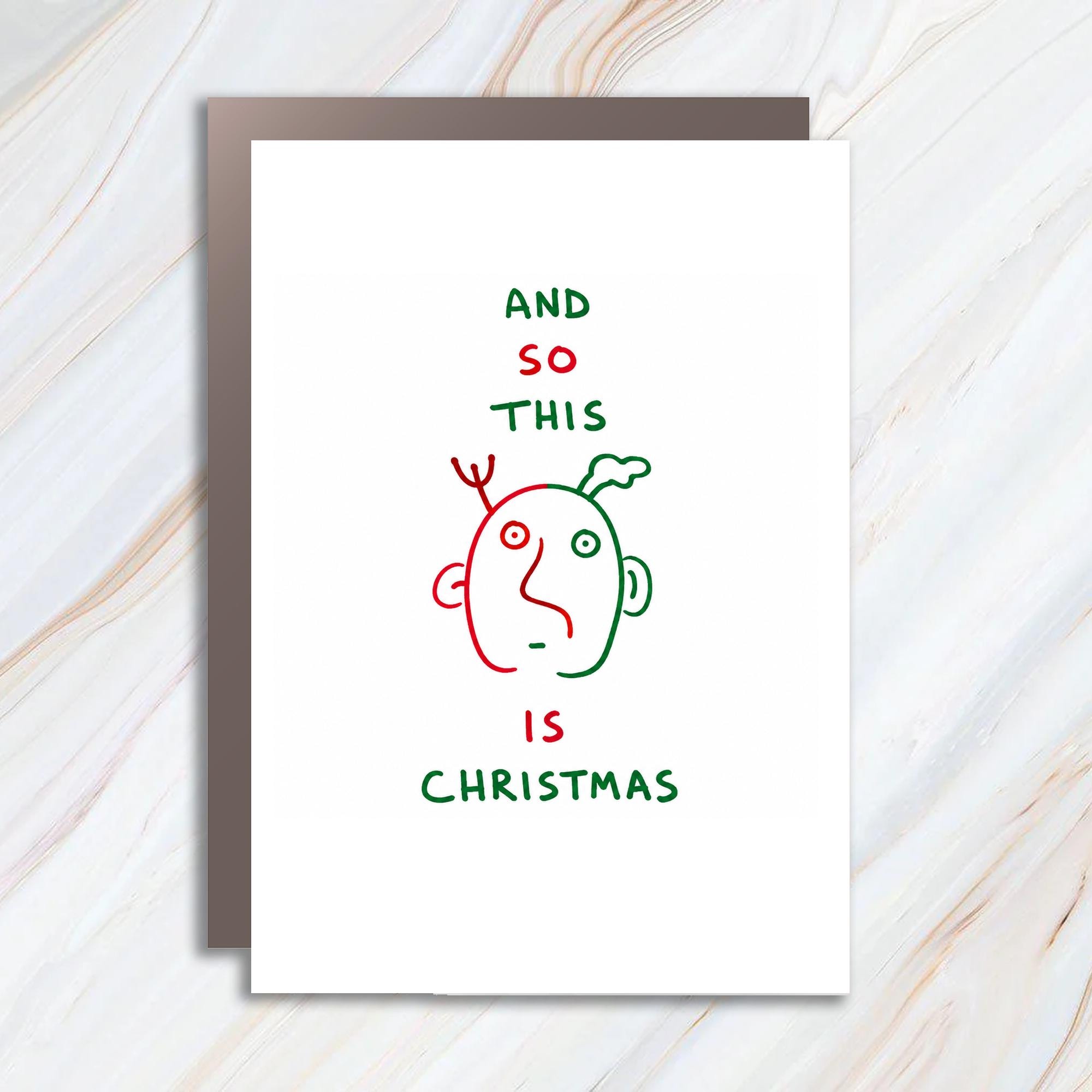 And So This Is Christmas Funny Christmas Card Abstract Face Illustration Holiday Greeting Card For Friends Family Cute C1203