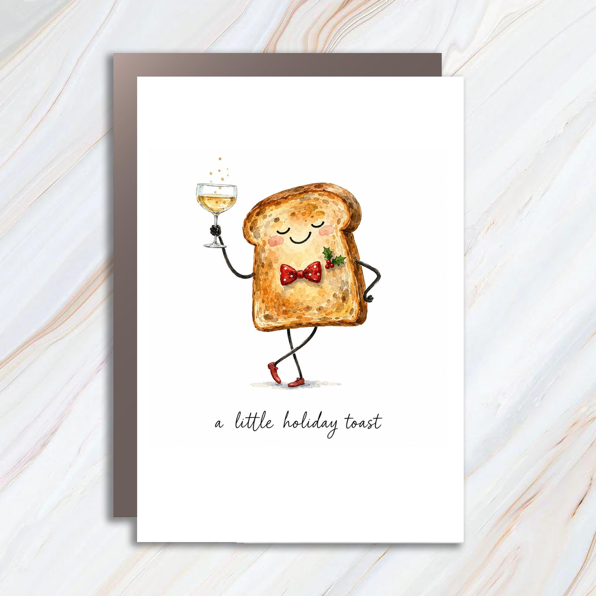 A Little Holiday Toast Funny Holiday Card Cute Toast With Champagne Christmas Card For Friend Family Celebration C1220