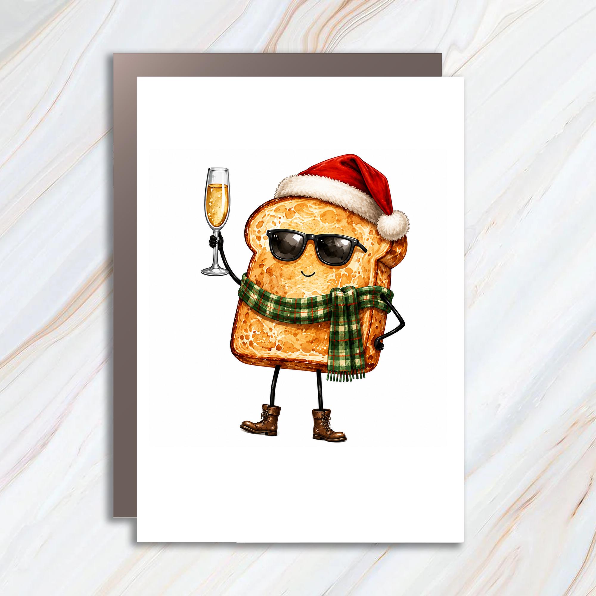 Funny Toast Christmas Card Cute Holiday Greeting Card With Santa Hat Champagne For Friend Family Festive Celebration C1226
