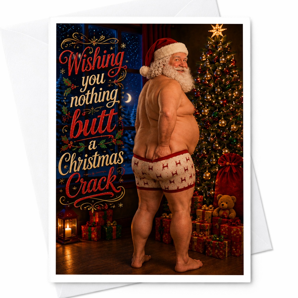 Wishing You Nothing Butt A Christmas Crack Funny Christmas Card Santa Holiday Greeting Card For Friends Family C5485