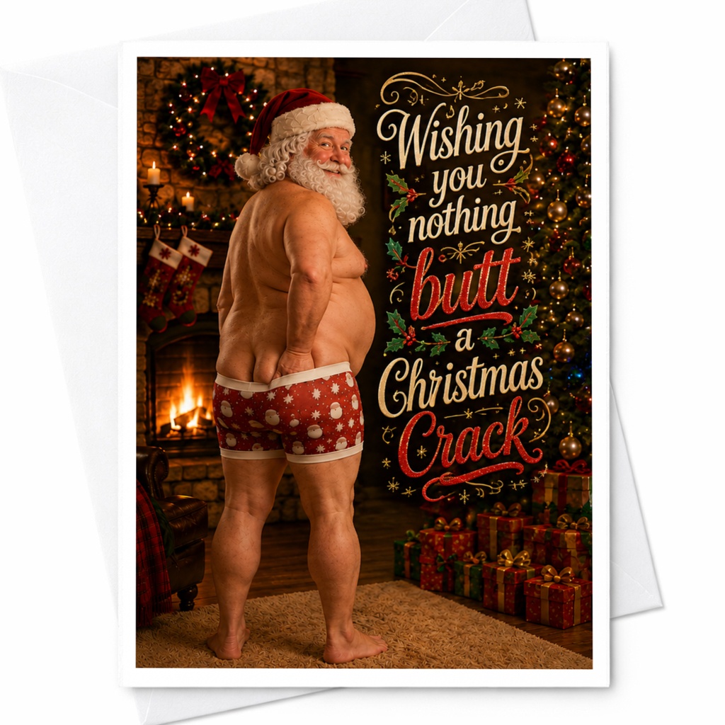 Wishing You Nothing Butt A Christmas Crack Funny Christmas Card Santa Holiday Greeting Card For Friends Family C5486
