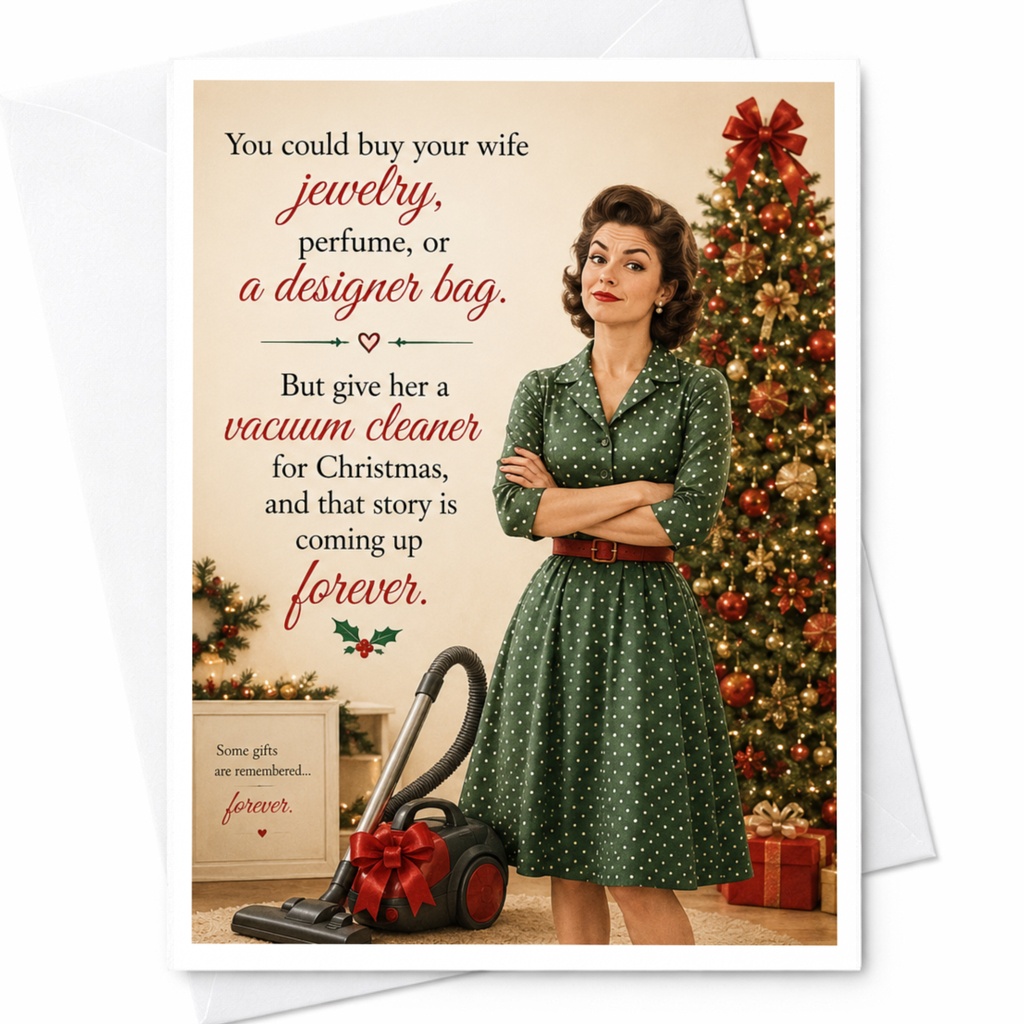 You Could Buy Your Wife Jewelry Funny Christmas Card Vintage Holiday Greeting Card For Wife Xmas Card C5521