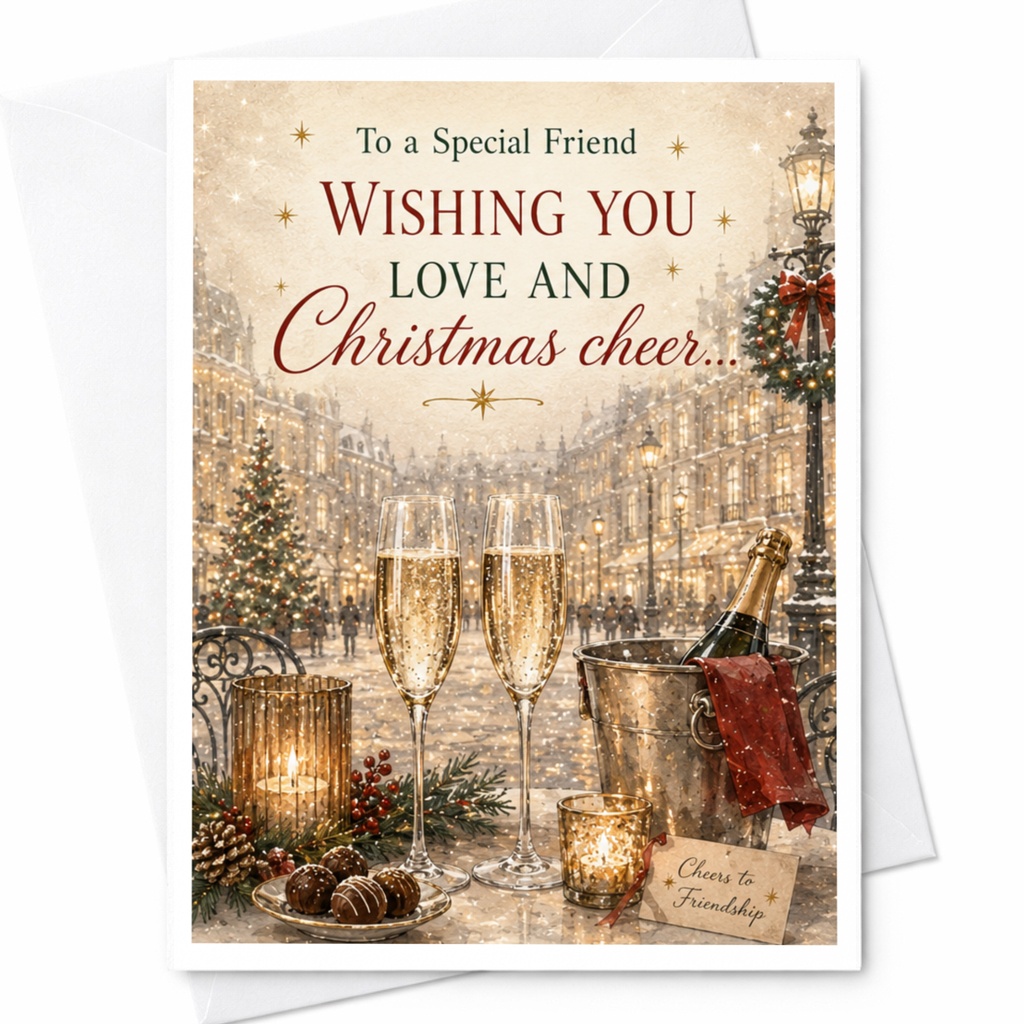 To A Special Friend Wishing You Love And Christmas Cheer Christmas Card Festive Holiday Greeting For Friend Cheerful Celebration C5529