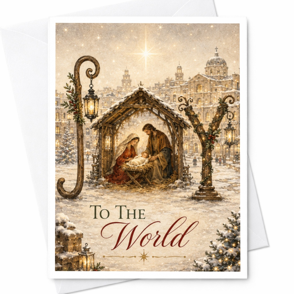 To The World Christmas Card Nativity Scene Religious Holiday Greeting Card For Family Friends Spiritual Celebration C5537