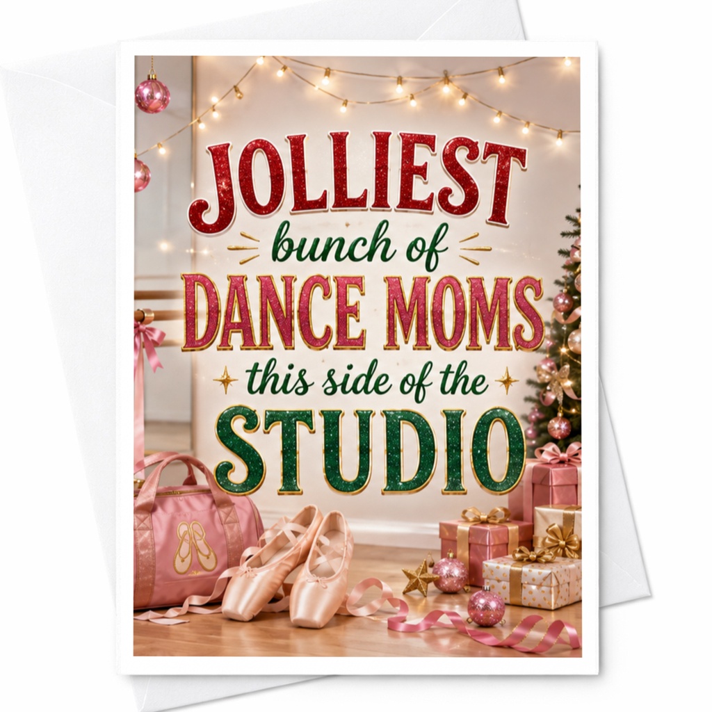 Jolliest Bunch Of Dance Moms This Side Of The Studio Funny Christmas Card Dance Mom Holiday Card Ballet Lover Xmas Card C5557