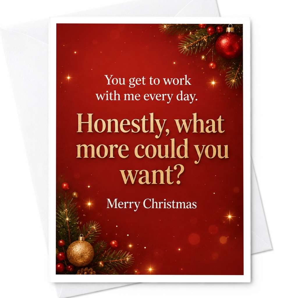 You Get To Work With Me Every Day Funny Christmas Card For Coworker Office Holiday Card Boss Greeting Card C5561