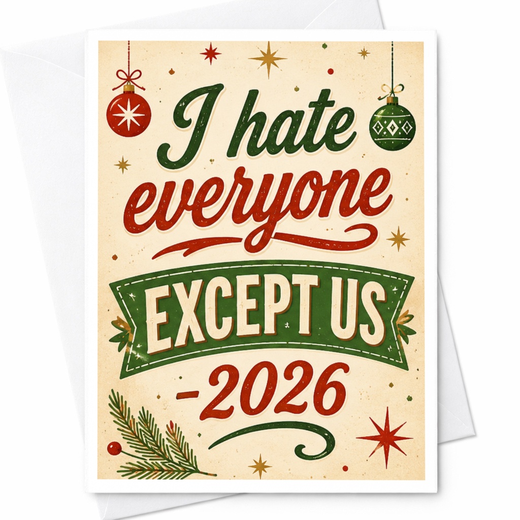 I Hate Everyone Except Us 2026 Funny Christmas Card Festive Holiday Greeting Card For Couple Xmas Card C5517