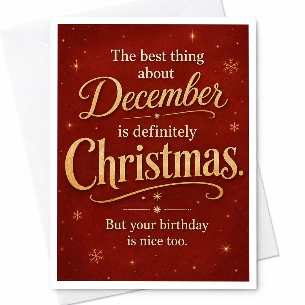 The Best Thing About December Christmas Birthday Card Funny Holiday Greeting Card For Friend Family Festive C5544