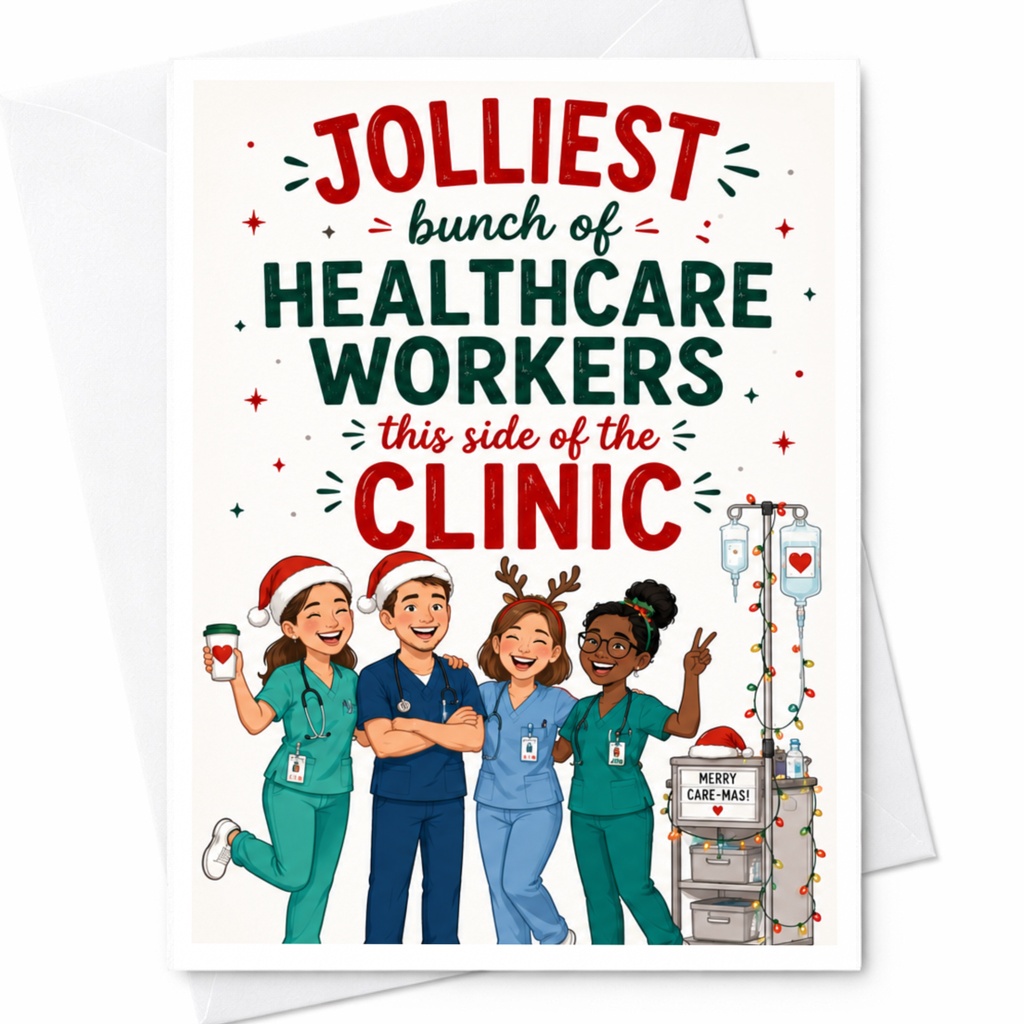 Jolliest Bunch Of Healthcare Workers This Side Of The Clinic Christmas Card Funny Holiday Card For Nurses Doctors Medical Staff C5553