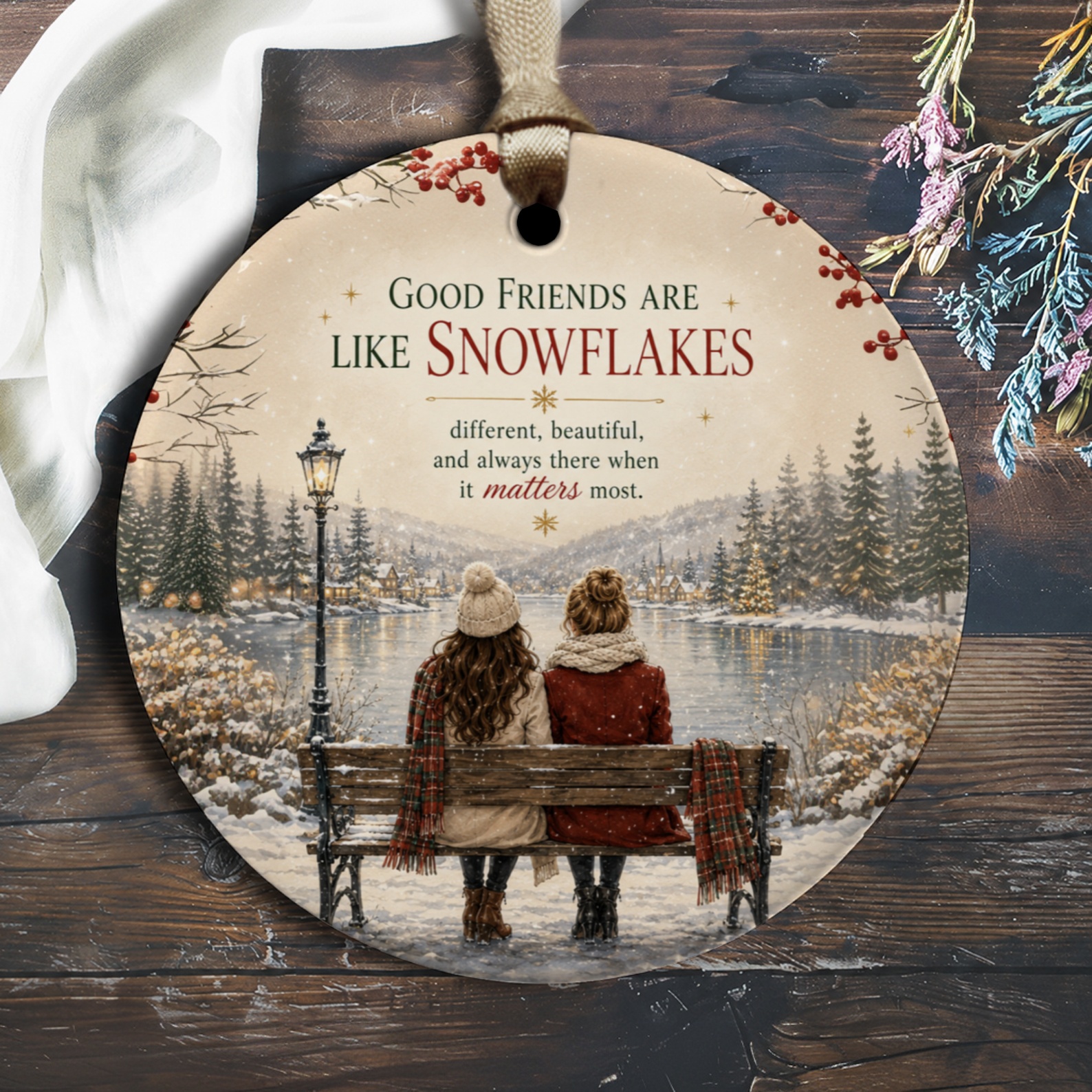 Good Friends Are Like Snowflakes Friendship Ornament Winter Scene Christmas Gift For Best Friend Holiday Decor Keepsake O1395