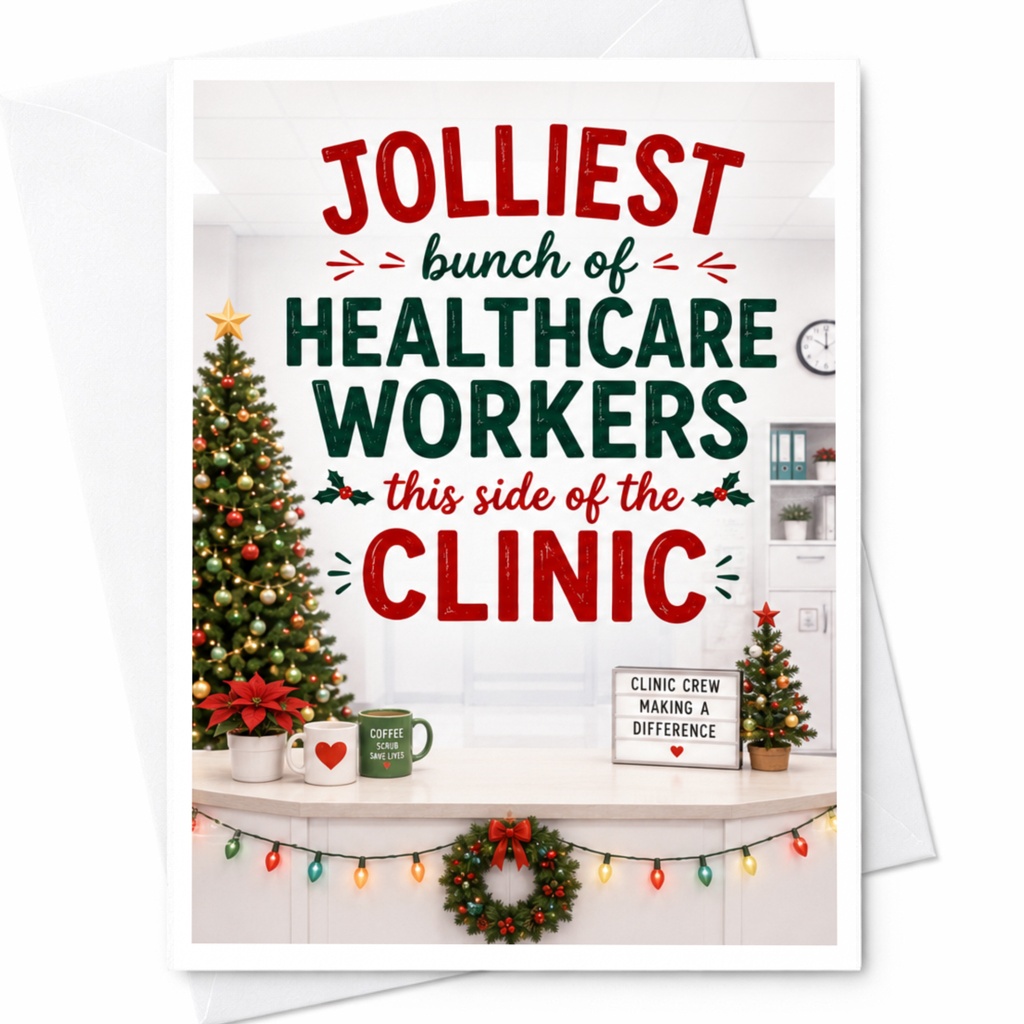 Jolliest Bunch Of Healthcare Workers This Side Of The Clinic Christmas Card Funny Holiday Greeting Card For Healthcare Professiona C5554