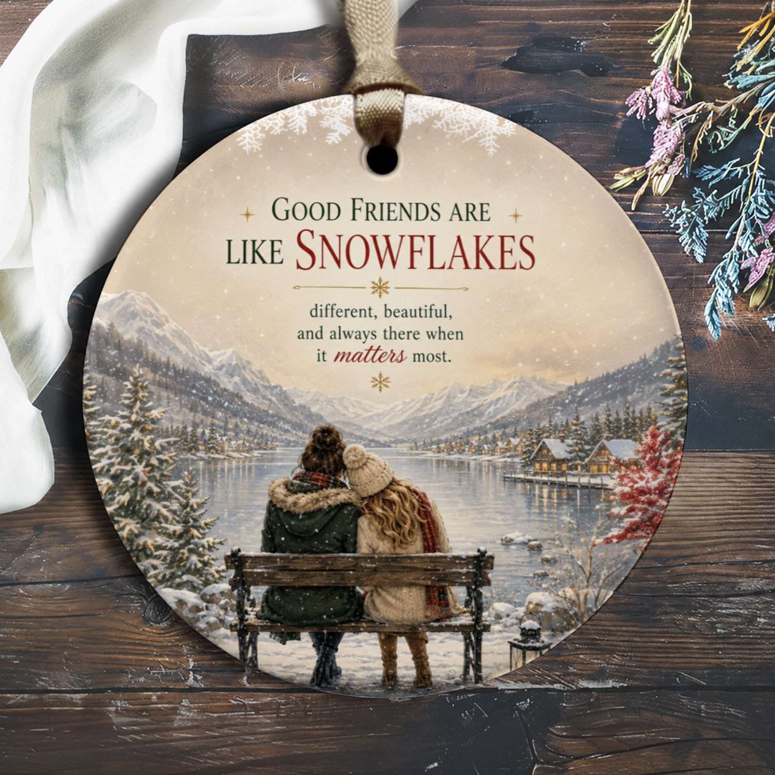 Good Friends Are Like Snowflakes Friendship Ornament Winter Scene Gift For Best Friend Holiday Decor Keepsake O1396
