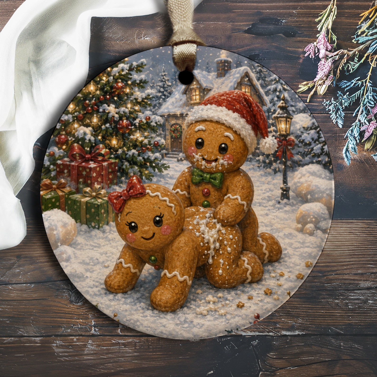 Gingerbread Couple Christmas Ornament Cute Holiday Decor Festive Tree Decoration Winter Wonderland Gift For Her Him O1412