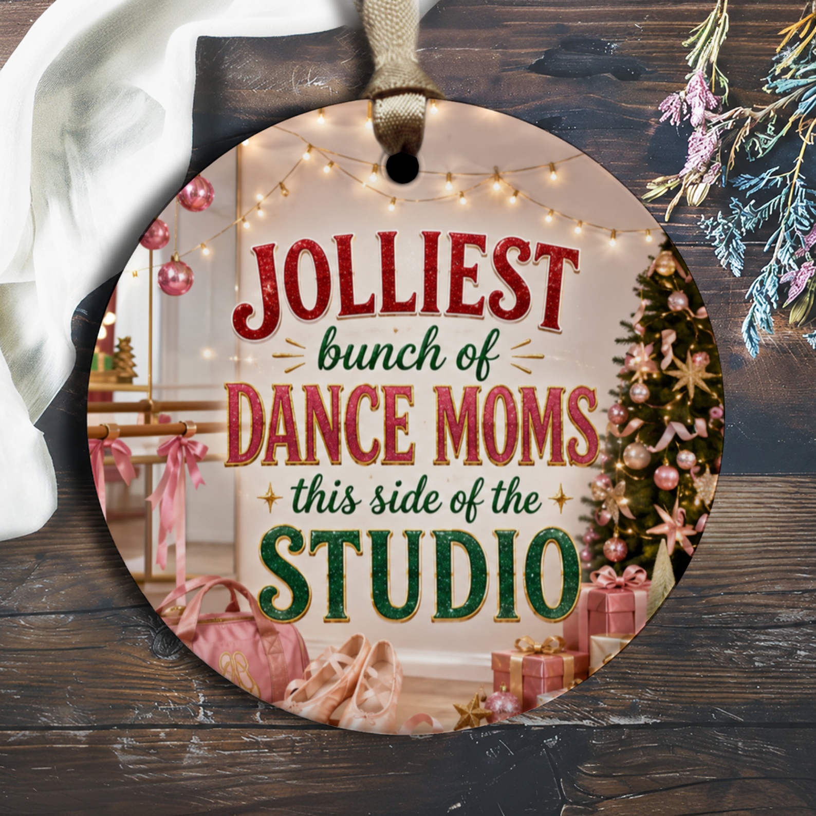 Jolliest Bunch Of Dance Moms This Side Of The Studio Christmas Ornament Ballet Studio Decor Gift For Dance Mom Holiday O1382