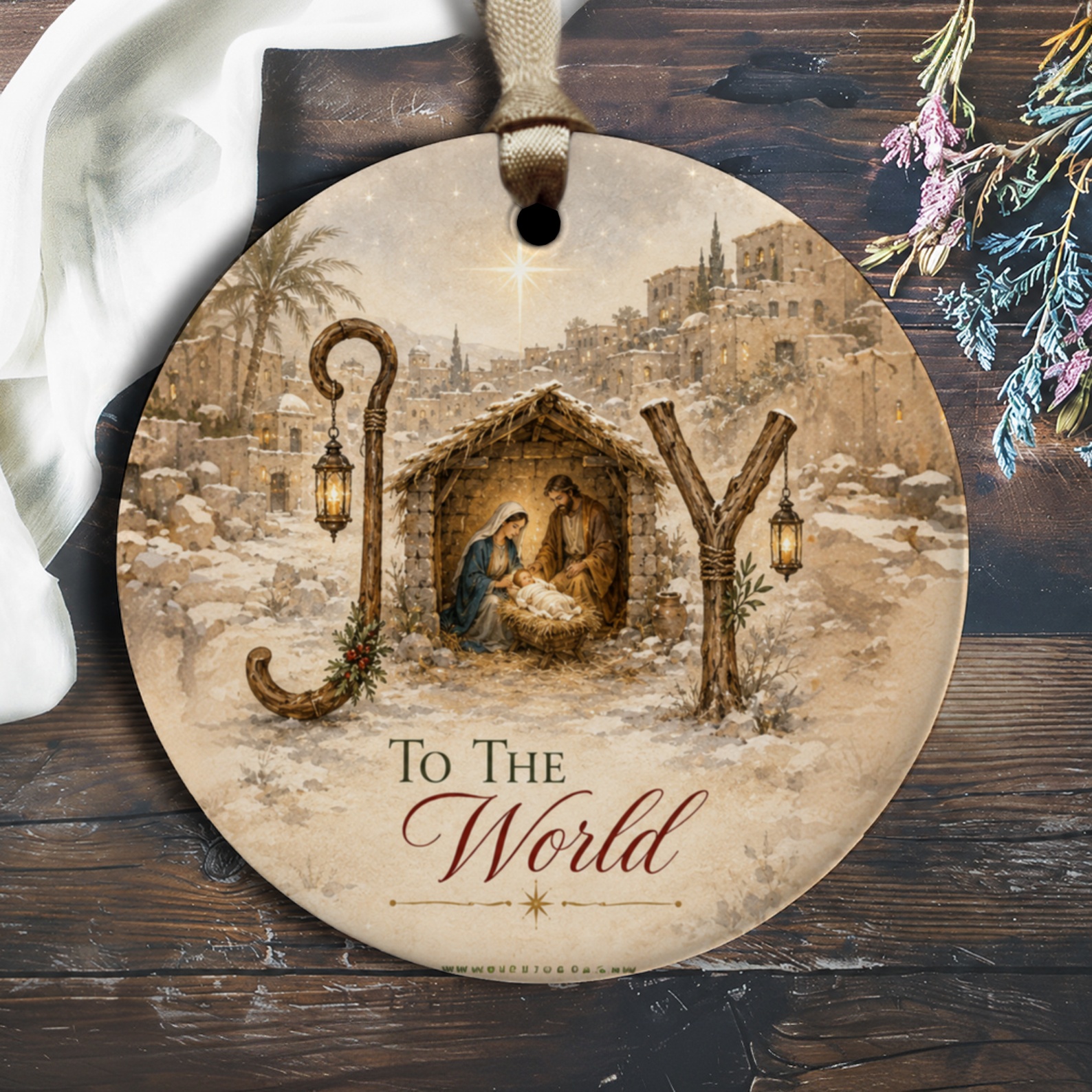 Joy To The World Christmas Ornament Nativity Scene Holiday Decor Religious Christmas Decoration Gift O1399