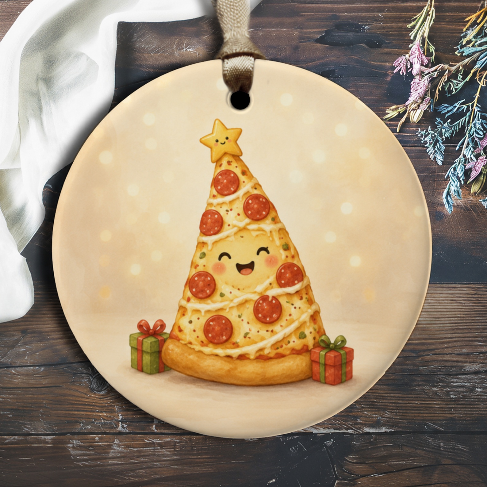 Cute Pizza Christmas Tree Ornament Funny Holiday Decor Foodie Gift Festive Decoration For Pizza Lovers Unique Xmas Ornament O1402