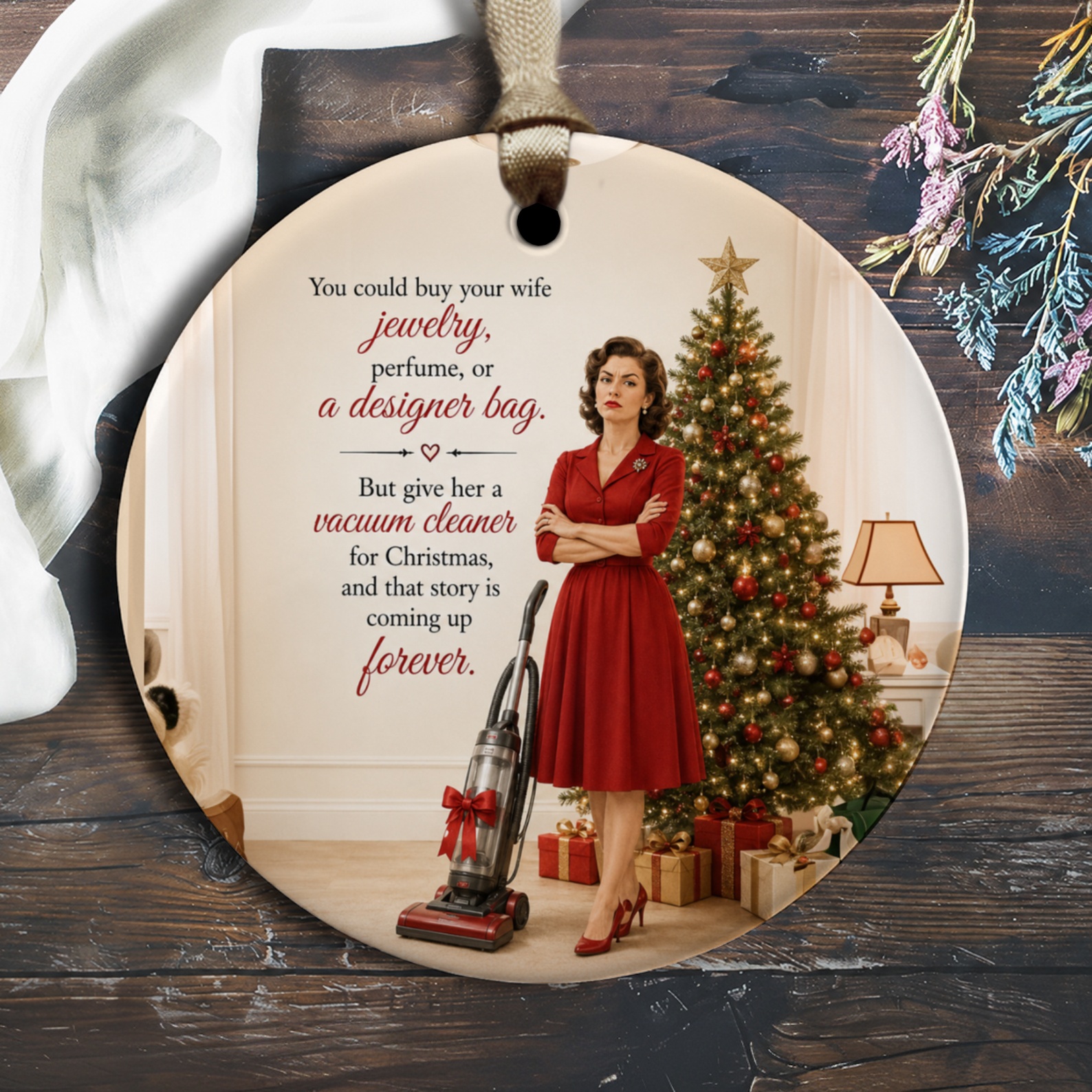 You Could Buy Your Wife Jewelry Funny Christmas Ornament Vacuum Cleaner Holiday Decor Gift For Her O1413
