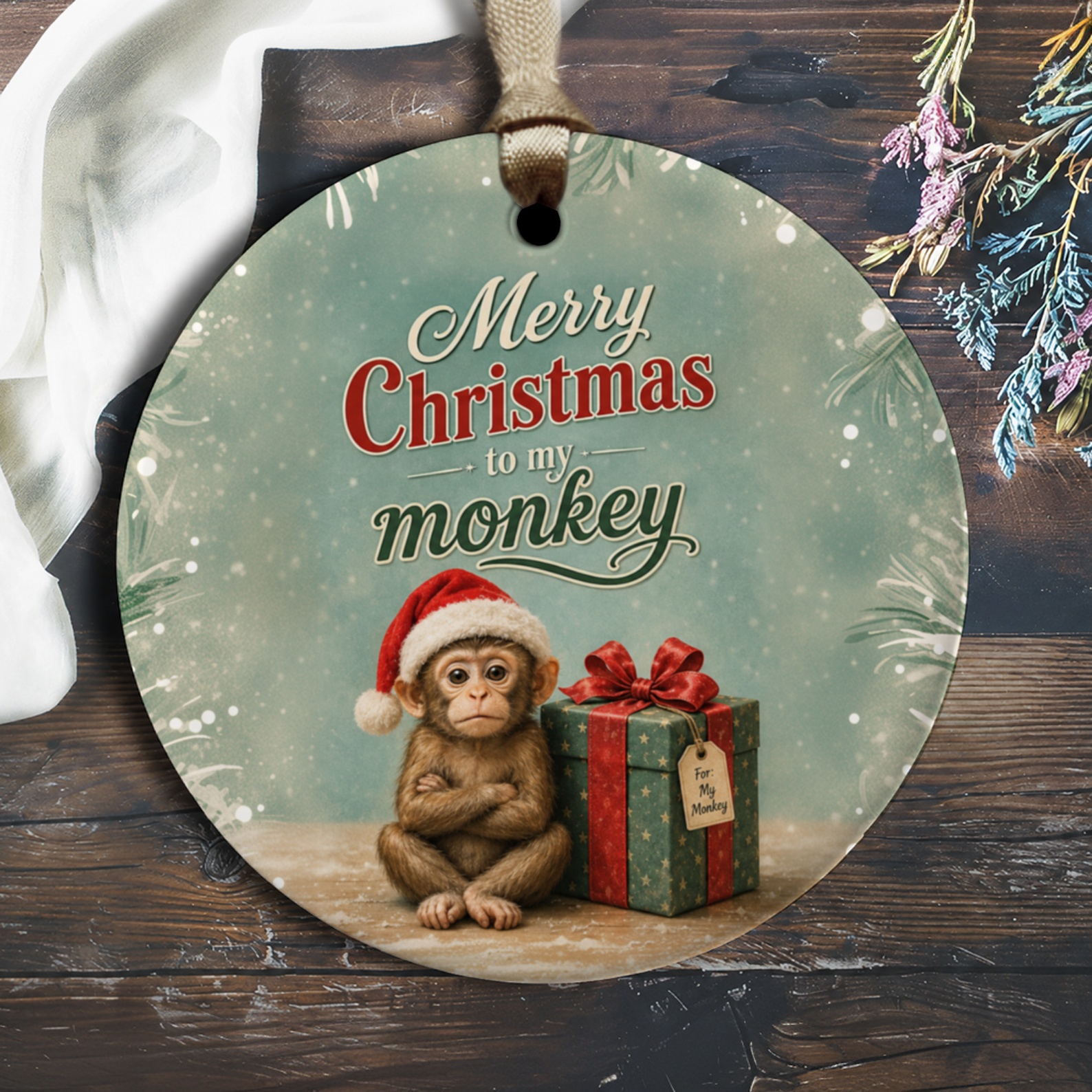 Merry Christmas To My Monkey Ornament Cute Holiday Decor Gift For Monkey Lover Festive Christmas Tree Decoration O1438