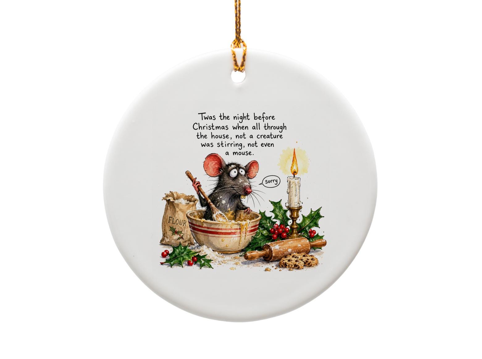 Twas The Night Before Christmas Ornament Cute Mouse Baking Scene Holiday Decor Festive Christmas Tree Decoration Gift O1201