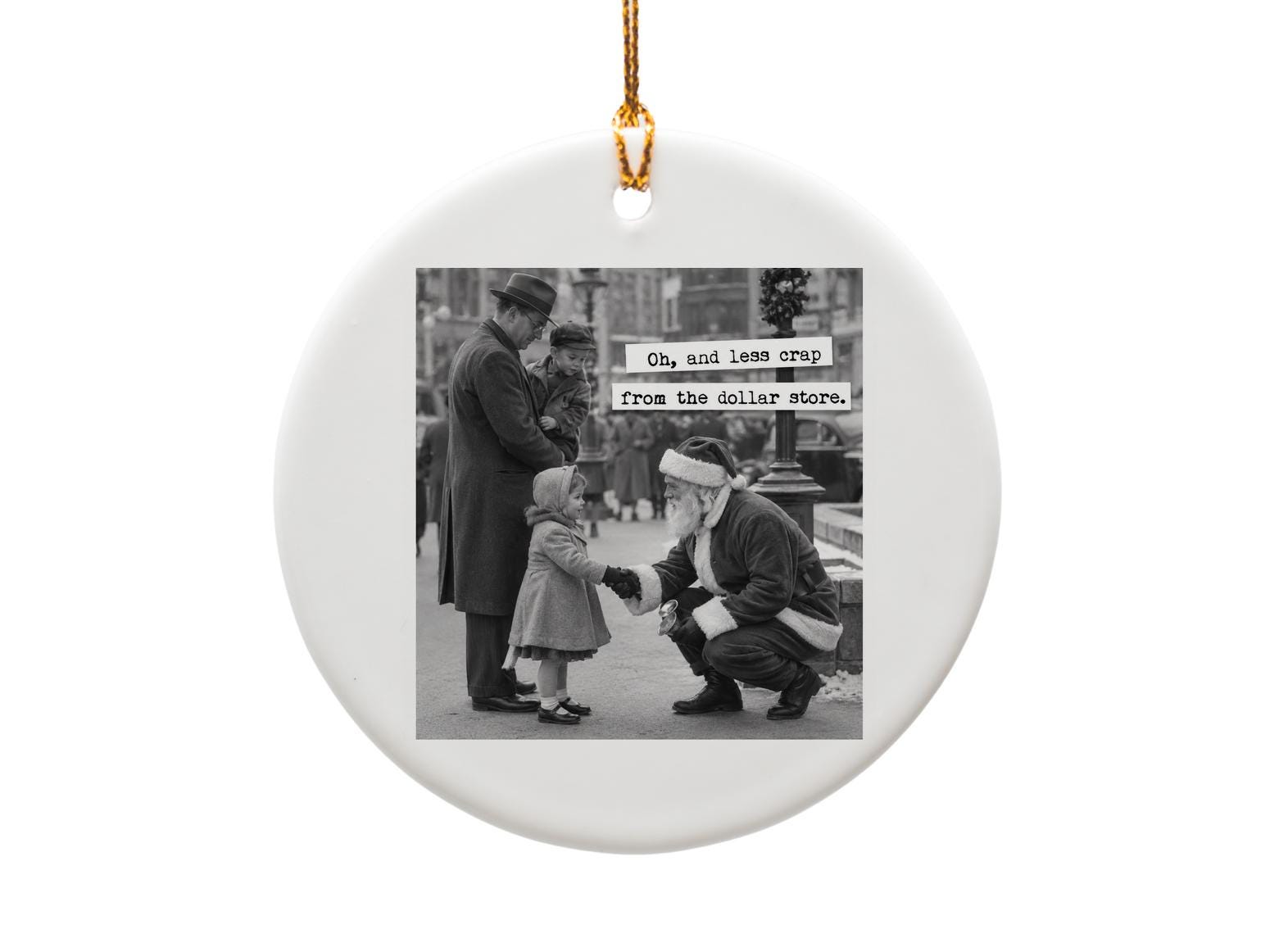 Oh, And Less Crap From The Dollar Store Funny Christmas Ornament Vintage Santa Holiday Decor Gift O1204