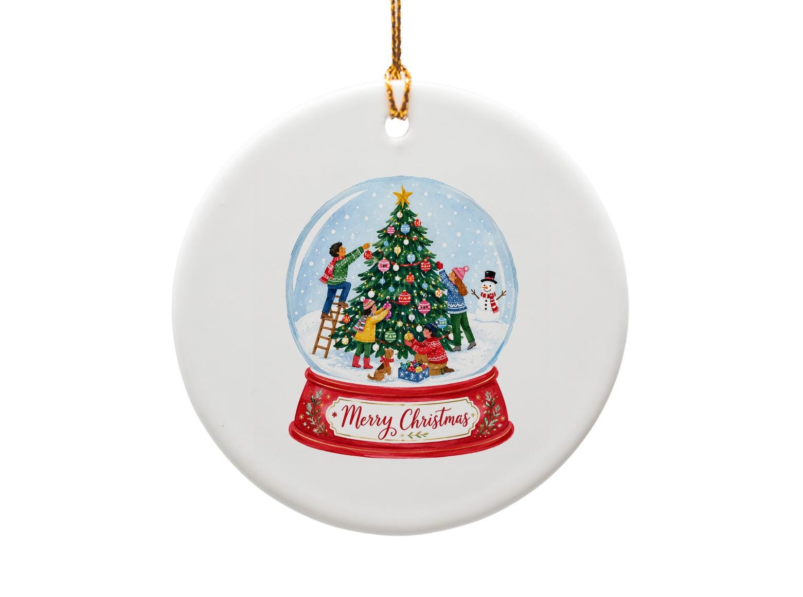 Merry Christmas Ornament Family Decorating Tree Snow Globe Holiday Decor Festive Winter Scene Christmas Ornament Gift O1208