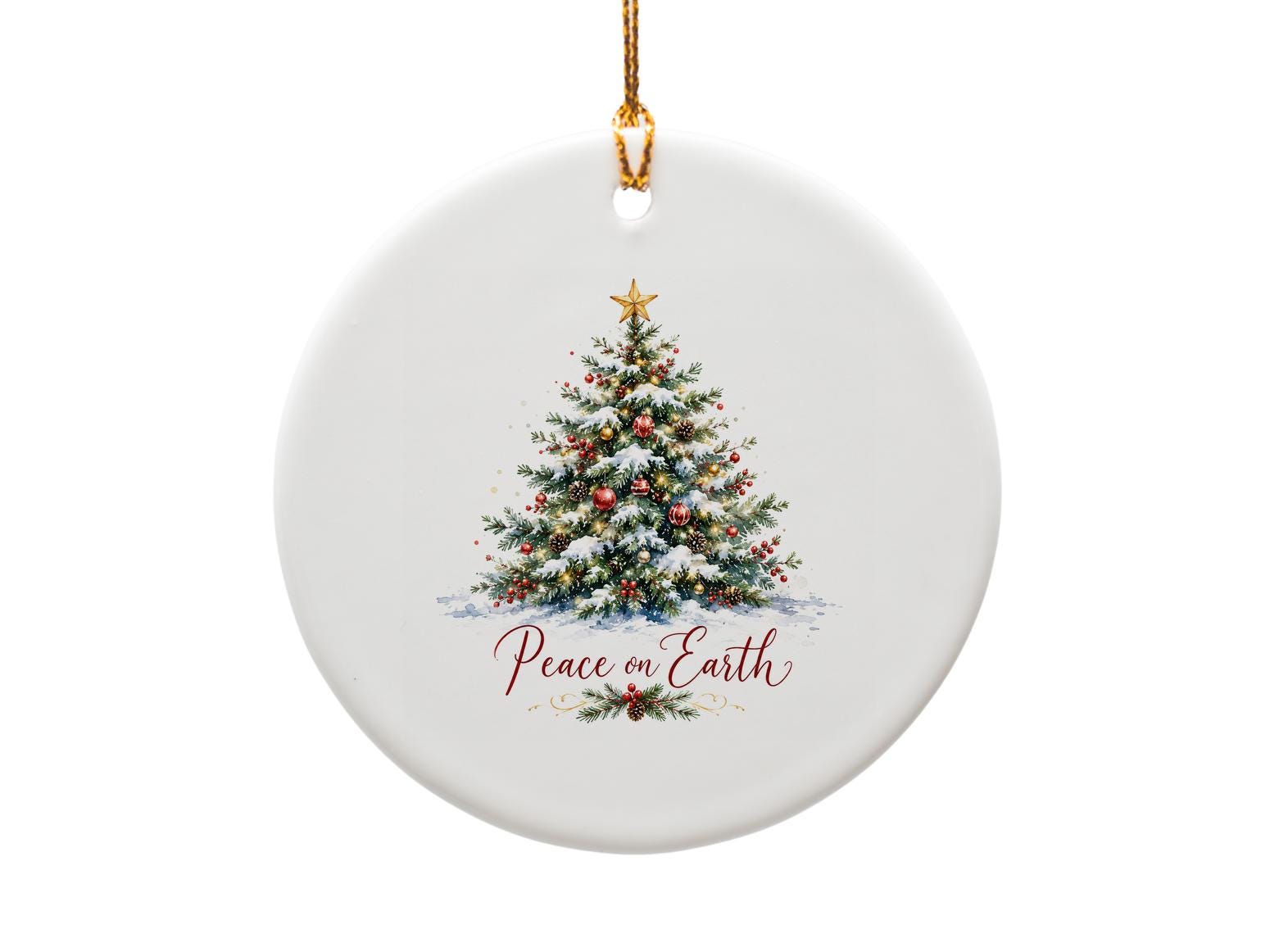 Peace On Earth Christmas Ornament Holiday Decor Festive Tree Decoration Winter Home Accent Gift Idea Seasonal Ornament O1211