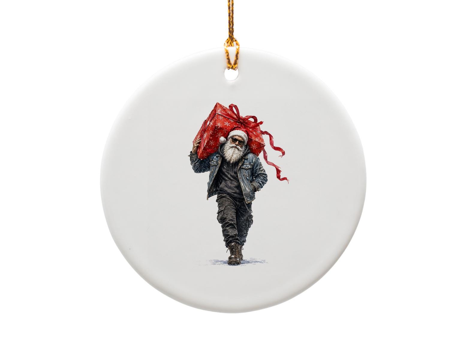 Cool Santa With Gift Christmas Ornament Holiday Decor Unique Santa Claus Ornament Festive Home Decoration O1213