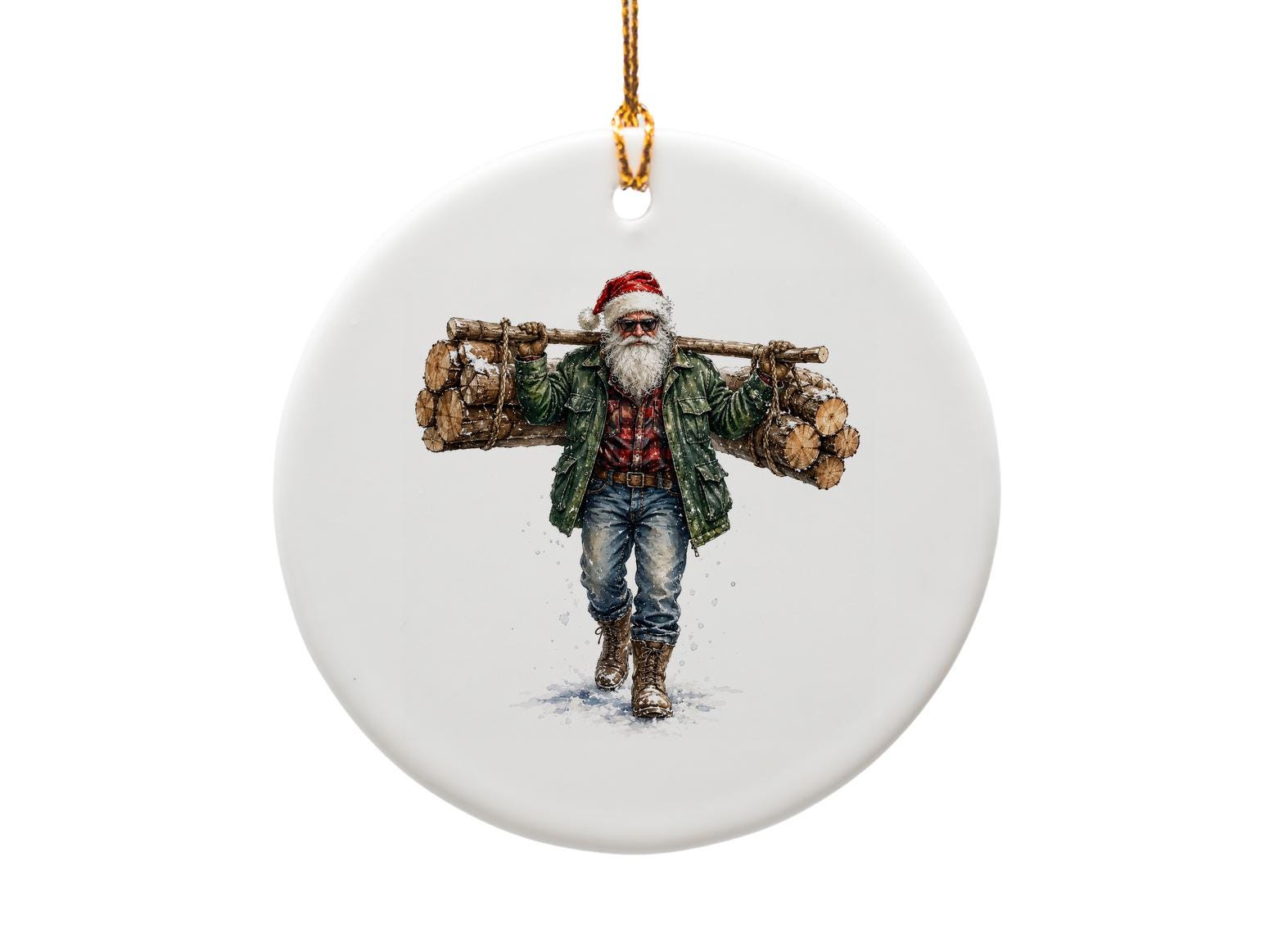 Santa Lumberjack Christmas Ornament Rustic Holiday Decor Festive Santa Claus Ornament Winter Home Decoration Gift O1217