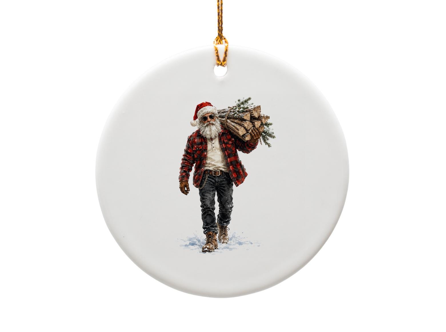 Lumberjack Santa Ornament Christmas Decor Rustic Holiday Decoration Festive Tree Ornament Winter Santa Claus Ornament O1212