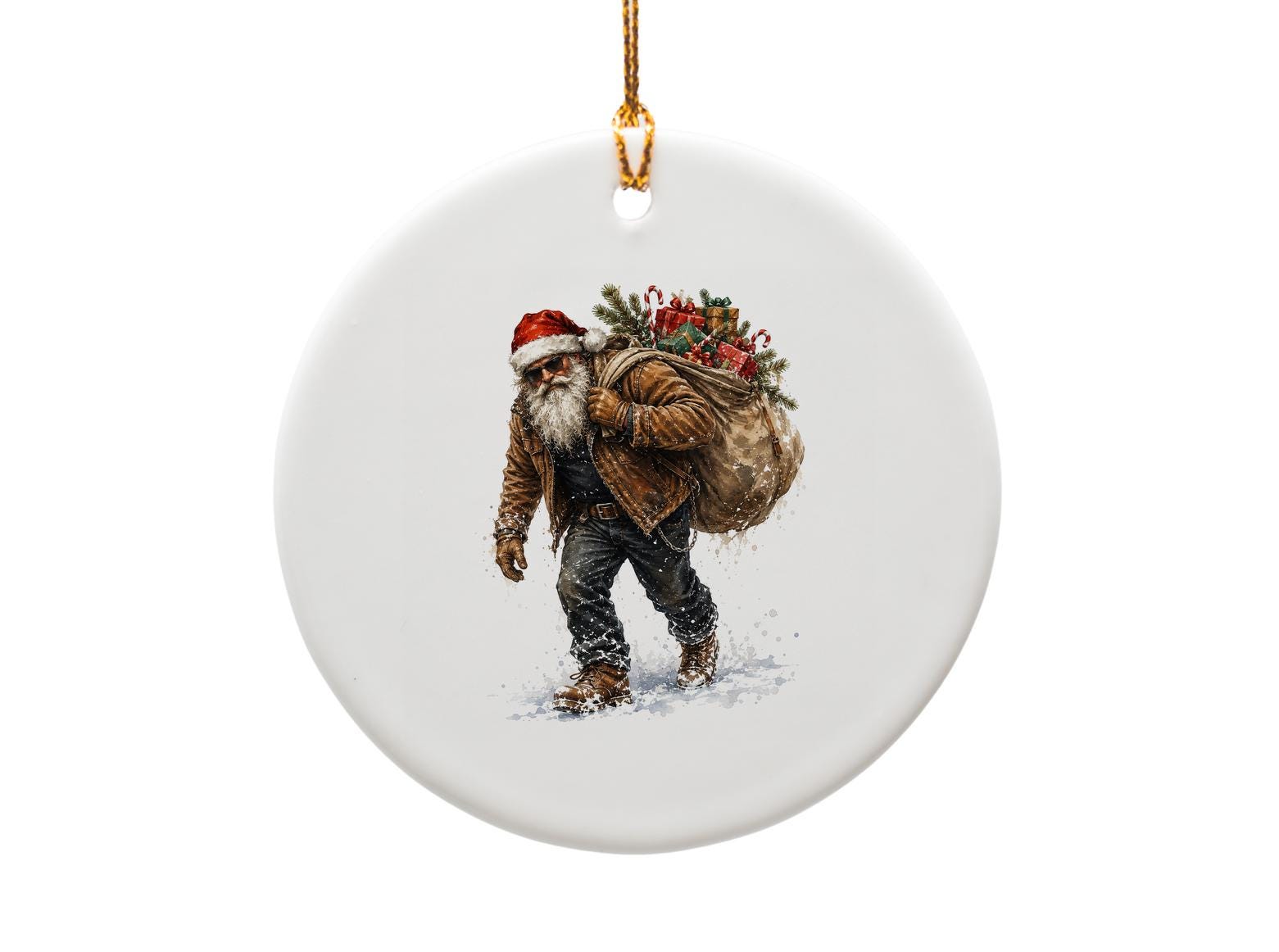 Santa Claus Ornament Rustic Christmas Decor Holiday Gift Santa With Gifts Festive Home Decoration Winter Ornament O1214
