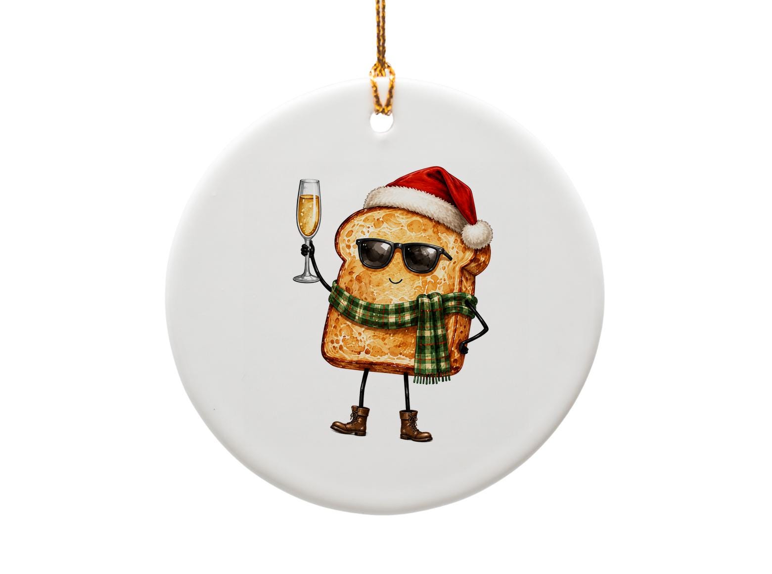 Christmas Toast Ornament Funny Holiday Decor Santa Hat Champagne Cute Kitchen Decor Gift For Food Lovers O1226