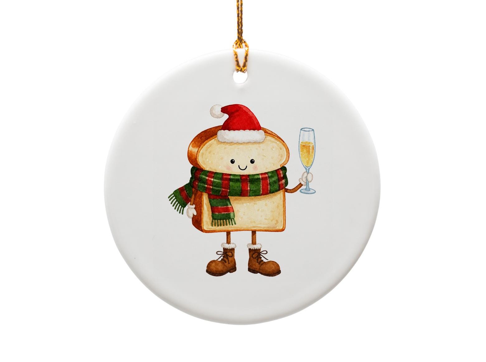 Festive Bread Character Ornament Christmas Decor Cute Holiday Ornament Santa Hat Toast Ornament Fun Kitchen Decor O1227