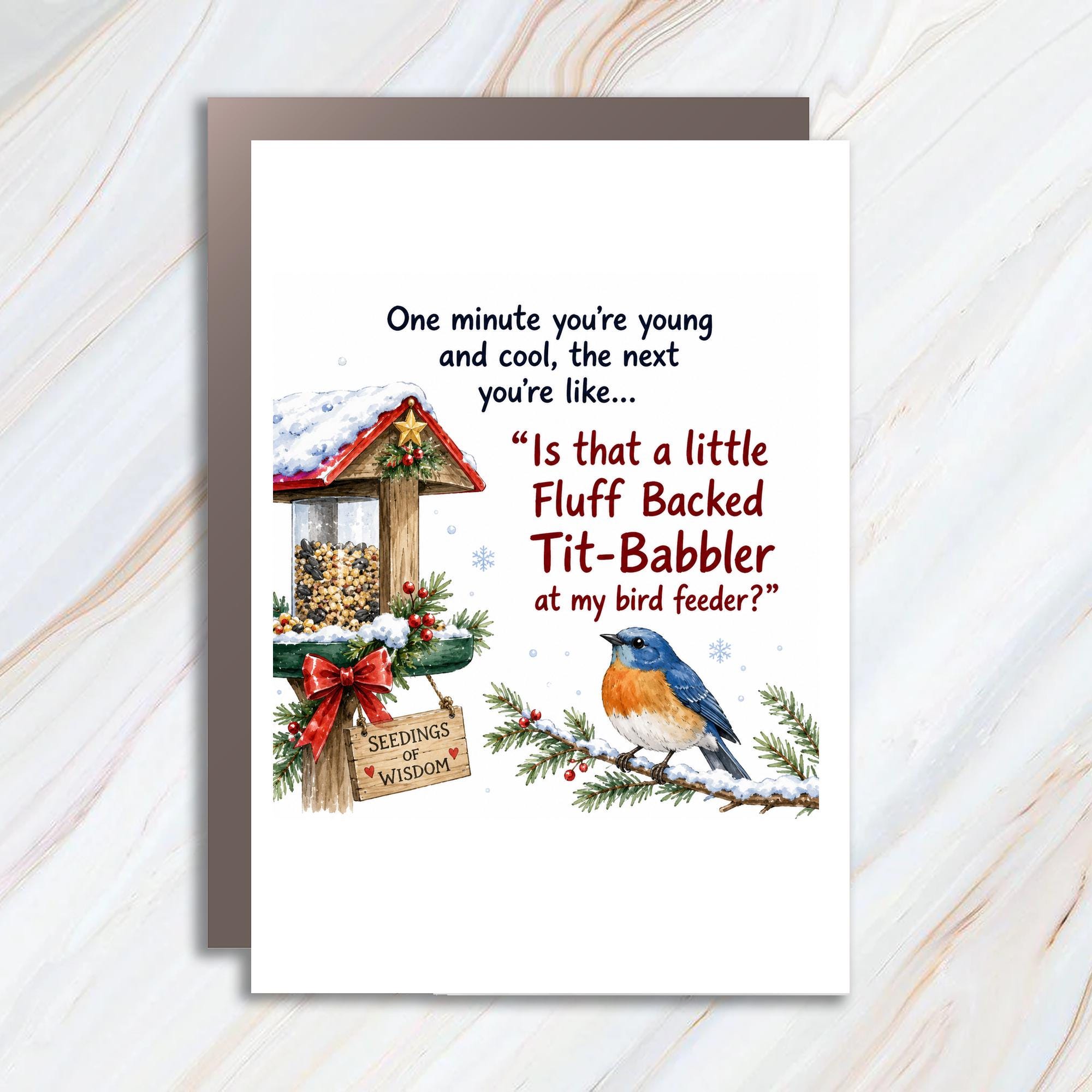 One Minute You're Young Funny Greeting Card Bird Feeder Cute Birdwatching Card For Friend Nature Lover C1229
