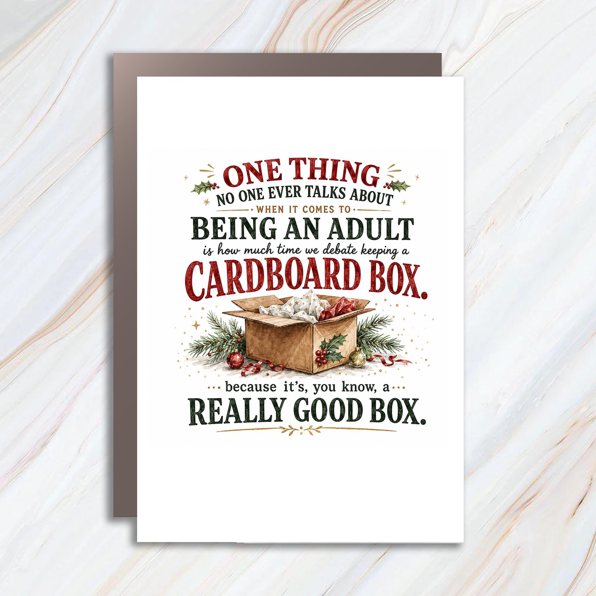 One Thing No One Ever Talks About Christmas Card Funny Holiday Greeting Card For Adults Cardboard Box C1232