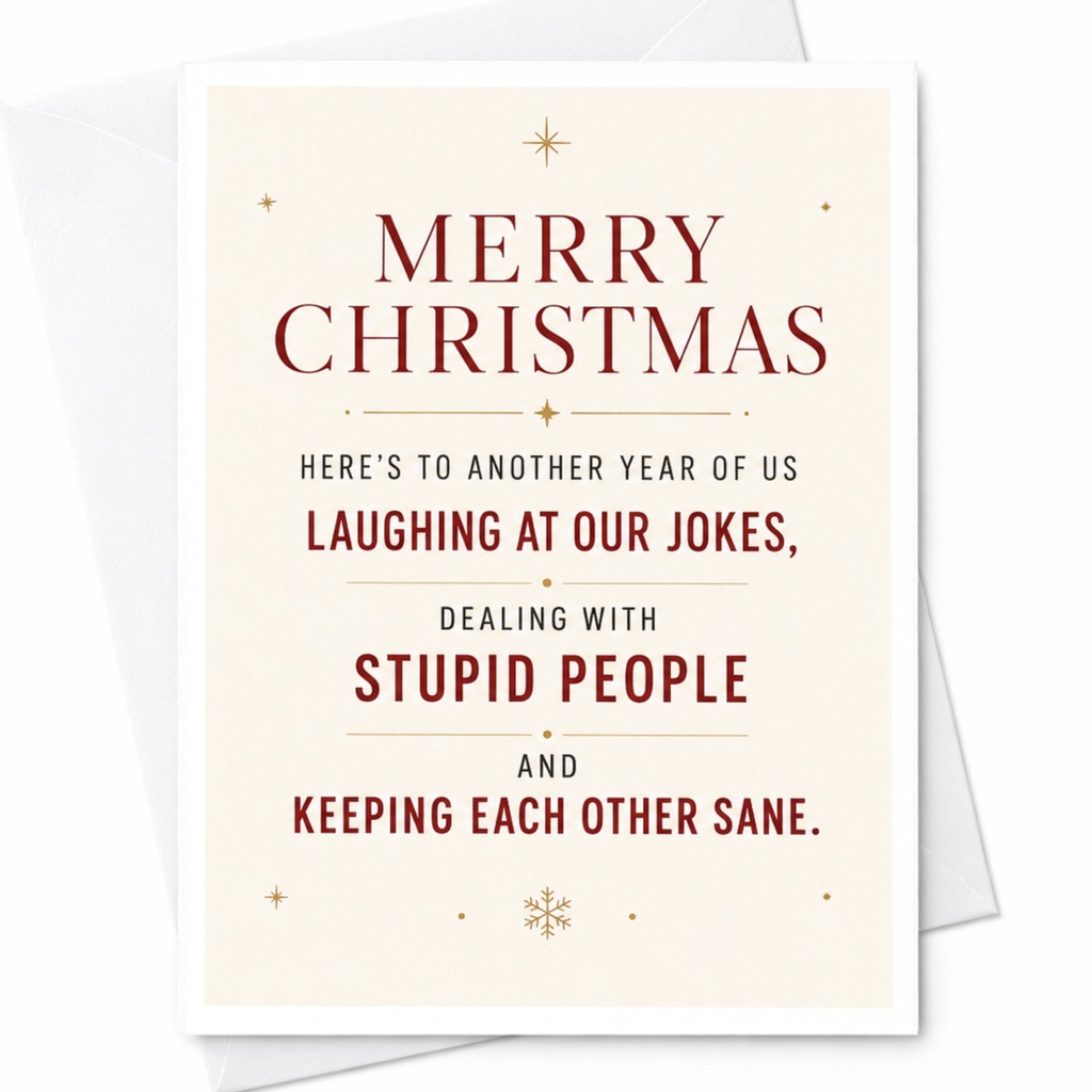 Merry Christmas Laughing At Our Jokes Funny Christmas Card For Friends Coworkers Holiday Greeting Card C5587